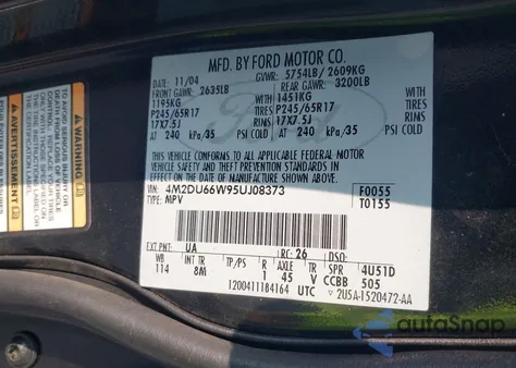 2008 Mercury Mariner V6 z USA, uszkodzony, nr VIN 4M2CU81168KJ27093